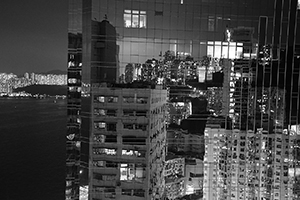 Reflection of buildings on a building, North Point, Hong Kong Island, 11 December 2015