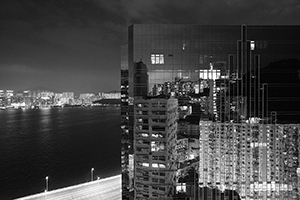 Reflection of buildings on a building, North Point, Hong Kong Island, 11 December 2015