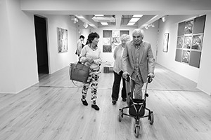 Artist Rasheed Araeen at his exhibition, Rossi & Rossi, Wong Chuk Hang, 5 December 2015