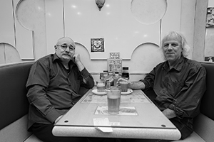 Tony Scott (left) and John Batten in a restaurant, Des Voeux Road Central, Sheung Wan, 24 December 2015