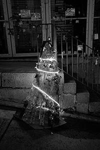 Christmas tree made from plastic bottles, Centre Street, Sai Ying Pun, 28 December 2015