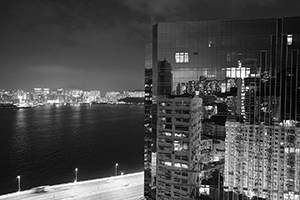Reflection of buildings on a building, North Point, Hong Kong Island, 11 December 2015