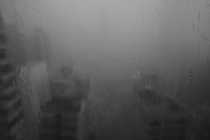 Heavy rain, viewed through a window, Sheung Wan, 5 January 2016