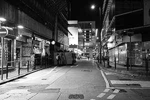 Street scene at the junction of Wing Lok Street and Rumsey Street, Sheung Wan, 6 January 2016