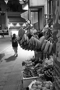 Street scene at night, Queen's Road West, Sai Ying Pun, 7 January 2016