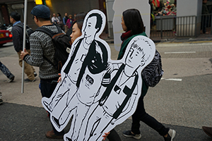 Demonstration concerning booksellers who are missing (and presumed abducted illegally to the Mainland), Sheung Wan, 10 January 2016