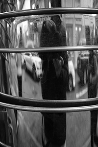 Reflection in mirrored surface, Sheung Wan, 16 January 2016