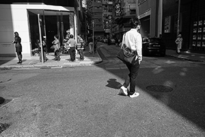 Street scene at the junction of Jervois Street and Cleverly Street, Sheung Wan, 1 January 2016