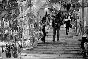 Street scene at night, Pottinger Street, Central, 26 January 2016