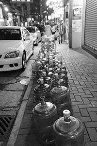 Street scene at night, Wing Lok Street, Sheung Wan, 4 February 2016