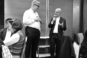 M+ museum director Lars Nittve and Swiss businessman and collector Uli Sigg, Foo Ka Chinese Restaurant, Kerry Centre, King's Road, Quarry Bay, 22 February 2016