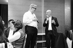 M+ museum director Lars Nittve and Swiss businessman and collector Uli Sigg, Foo Ka Chinese Restaurant, Kerry Centre, King's Road, Quarry Bay, 22 February 2016