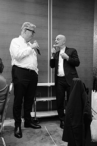 M+ museum director Lars Nittve and Swiss businessman and collector Uli Sigg, Foo Ka Chinese Restaurant, Kerry Centre, King's Road, Quarry Bay, 22 February 2016