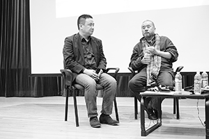 Curator Pi Li and artist Zhang Peili in conversation at the University of Hong Kong, Pokfulam, 23 February 2016