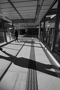 Overhead walkway linking the MTR University station and the Haking Wong Building of HKU, Pokfulam, 29 February 2016