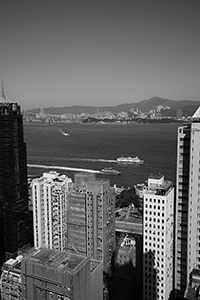 Victoria Harbour and Stonecutters Island viewed from Sheung Wan, 7 February 2016