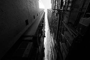 An alley between tall buildings, Sheung Wan, 7 February 2016