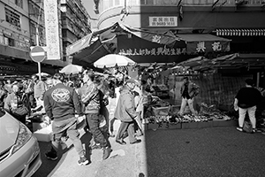 Street scene at the junction of Kweilin Street and Ki Lung Street, Sham Shui Po, 8 February 2016