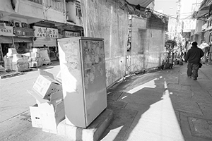 Street scene during the Lunar New Year holiday, Sham Shui Po, Kowloon, 8 February 2016