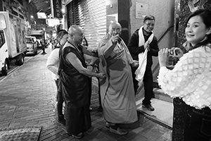 Buddhist monks, near the junction of Wing Lok Street and Bonham Strand, Sheung Wan, 26 February 2016