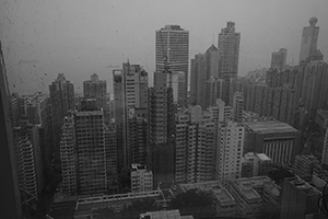 Shek Tong Tsui on a rainy day, viewed from HKU, 1 February 2016