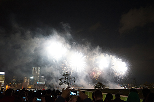 Lunar New Year fireworks display viewed from the Central harbourfront, 9 February 2016