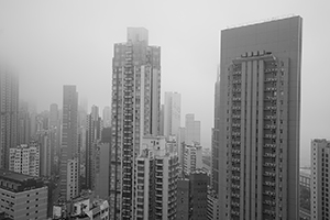 Buildings in Sheung Wan and Sai Ying Pun, viewed from an apartment in Sheung Wan, 12 February 2016