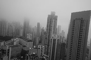 Buildings in Sheung Wan and Sai Ying Pun, viewed from an apartment in Sheung Wan, 12 February 2016