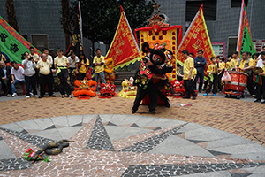 Lion dance performance for the Lunar New Year, Sheung Wan Cultural Square, 13 February 2016