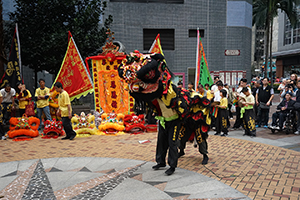 Lion dance performance for the Lunar New Year, Sheung Wan Cultural Square, 13 February 2016