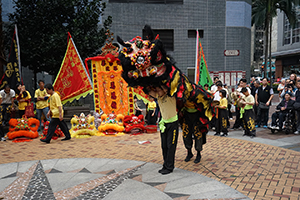 Lion dance performance for the Lunar New Year, Sheung Wan Cultural Square, 13 February 2016