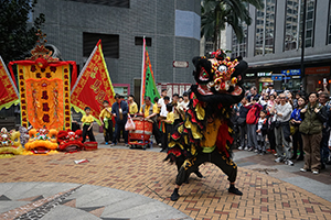Lion dance performance for the Lunar New Year, Sheung Wan Cultural Square, 13 February 2016