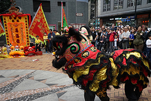 Lion dance performance for the Lunar New Year, Sheung Wan Cultural Square, 13 February 2016