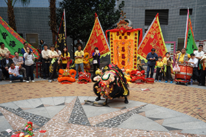 Lion dance performance for Lunar New Year, Bonham Strand, Sheung Wan, 13 February 2016