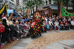 Lion dance performance for the Lunar New Year, Sheung Wan Cultural Square, 13 February 2016