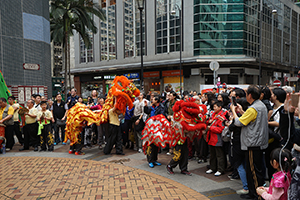 Lion dance performance for the Lunar New Year, Sheung Wan Cultural Square, 13 February 2016
