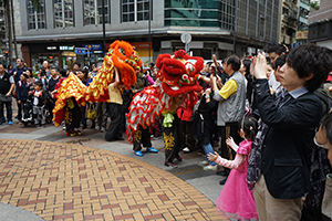 Lion dance performance for the Lunar New Year, Sheung Wan Cultural Square, 13 February 2016