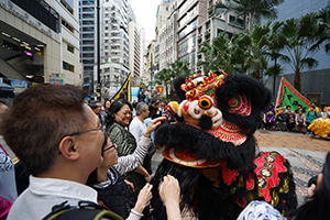 Lion dance performance for the Lunar New Year, Sheung Wan Cultural Square, 13 February 2016