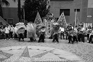 Lion dance performance for the Lunar New Year, Sheung Wan Cultural Square, 13 February 2016