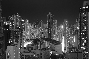Sai Ying Pun at night, viewed from an apartment in Sheung Wan, 15 February 2016