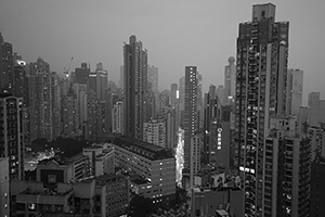 Queen's Road West at night, viewed from an apartment in Sheung Wan, 19 February 2016