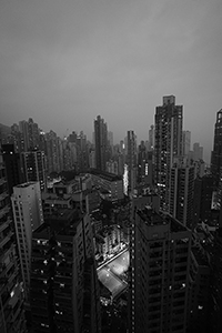 Li Sing Street Playground and Queen's Road West at night, viewed from an apartment in Sheung Wan, 19 February 2016