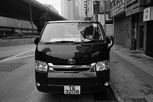 Vehicle with dashboard message, Connaught Road Central, 21 February 2016