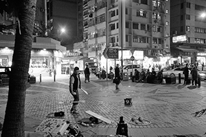 Street performer at the junction of Bonham Strand and Morrison Street, Sheung Wan, 4 February 2016