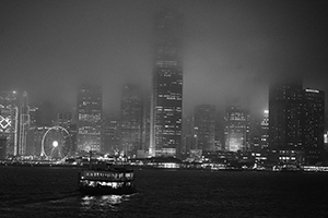 Central and Victoria Harbour at night, 17 March 2016