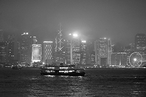 Central and Victoria Harbour at night, 17 March 2016