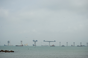 Hong Kong - Zhuhai - Macau Bridge under construction, near Tai O, Lantau, 20 March 2016