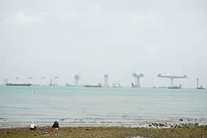 Hong Kong - Zhuhai - Macau Bridge under construction, near Tai O, Lantau, 20 March 2016