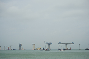 Hong Kong - Zhuhai - Macau Bridge under construction, near Tai O, Lantau, 20 March 2016