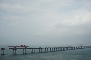 Hong Kong - Zhuhai - Macau Bridge under construction, near Tai O, Lantau, 20 March 2016
